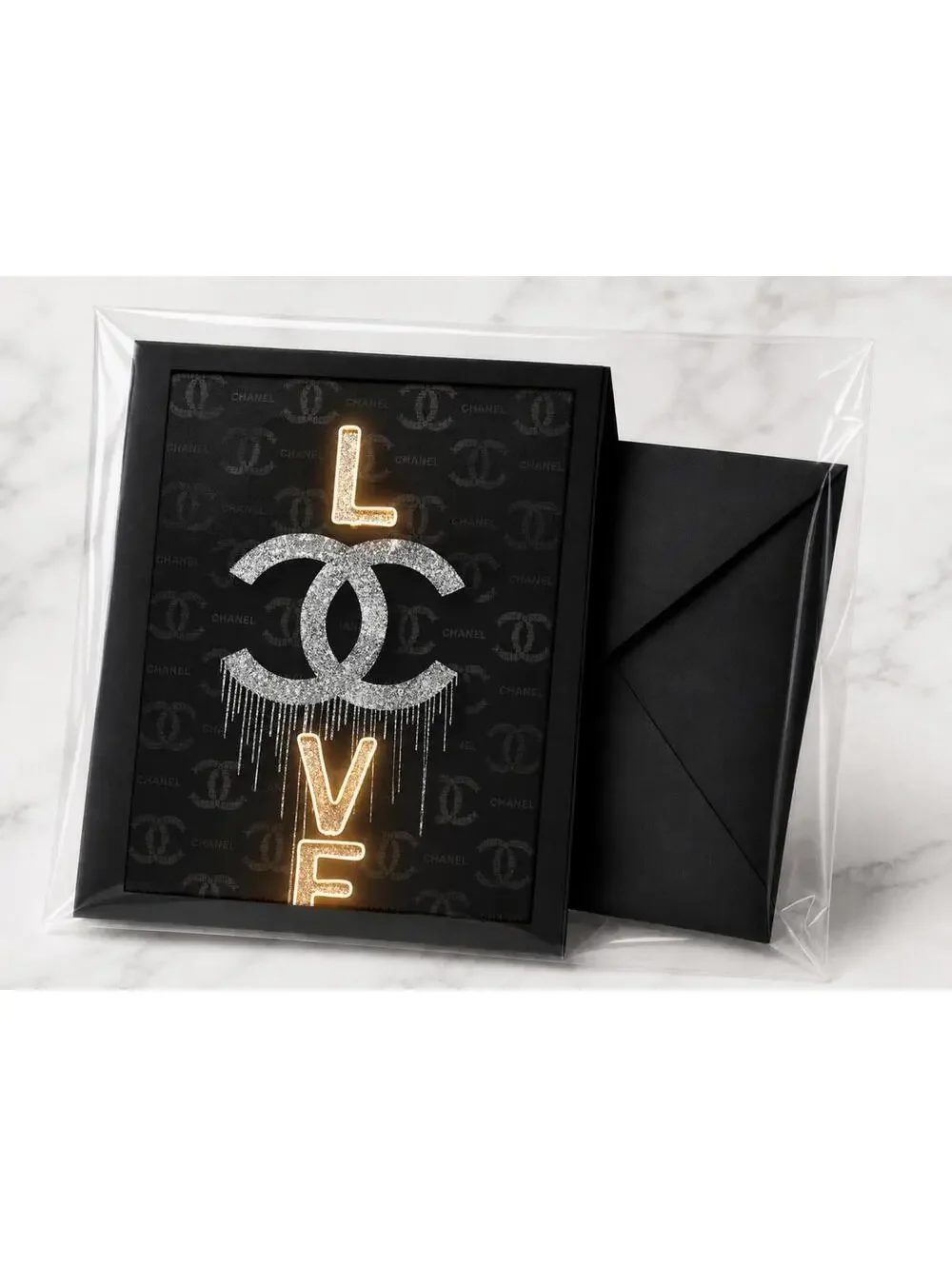 Black Gold Designer CC Love Greeting Card 5x7